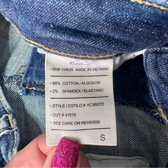 KanCan High Rise Frayed Hem Distressed Jean Shorts Dark Blue Size Small - Picture 10 of 10